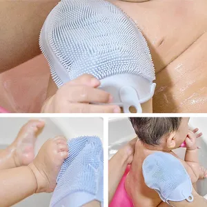 1pcs Silicone Massage Bath Brush with Hook Soft Exfoliating Bath Gloves Baby Showers Cleaning Brush Remover Scrub Showers <b>Bubble</b> - Product Image 2