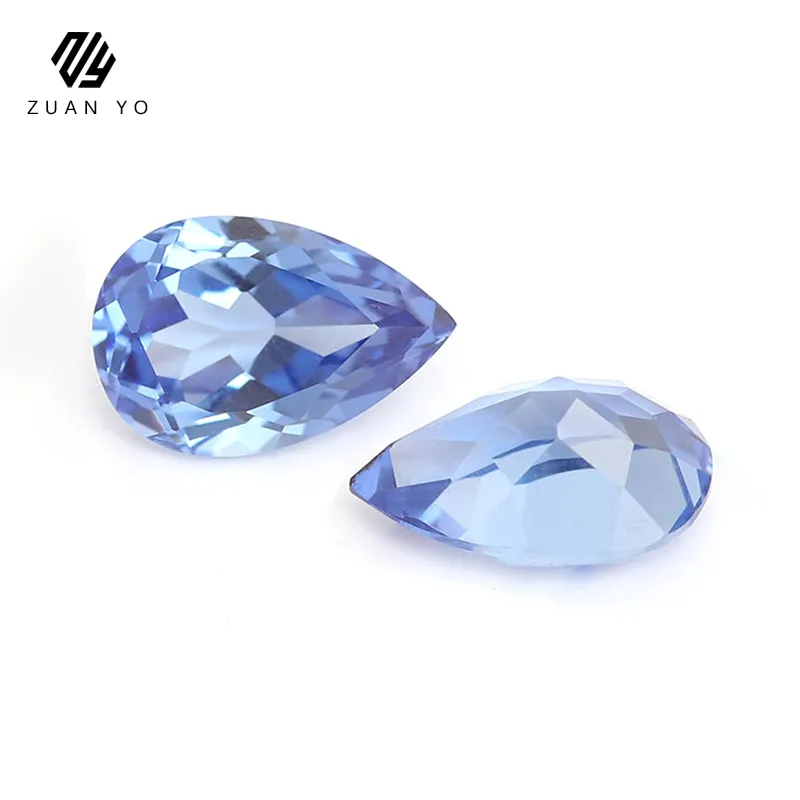 Perline con taglio a pera in pietra sfusa e pietra gemma zaffiro sintetico blu zaffiro per la produzione di gioielli acquamarina