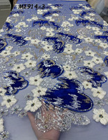 Tissu en velours uni de luxe Mikemaycall avec perles et paillettes brodées pour robes nigérianes sexy