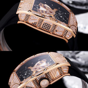 Elegante Reloj Mecánico Automático para Mujer con Forma de Barril, Detalles de Diamantes, Adecuado para Negocios, Ocio, Estilo Lujoso - Product Image 4