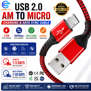 Cable Micro USB 2.0 de Carga Rápida UNGKAY 3A, Cable de Sincronización de Datos USB A a Micro B de Nailon Trenzado de 3 pies, Cable Cargador de Teléfono Duradero - Product Image 1