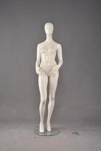 Mannequin de présentation féminin en fibre de verre, corps entier, blanc, tête brillante, surface peinte, pose debout, pour vêtements féminins - Product Image 5