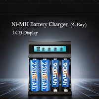 Chargeur de batteries Ni-MH AA/AAA 1,2 V à 4 et 8 emplacements avec écran LCD intégré, pour batteries NiMH 5 V/3 A 2200 mAh et batteries 900 mAh