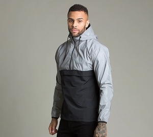 Personnalisé polyester disjoncteur imperméable hommes noir demi-zip noir plaine vestes - Product Image 4