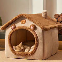 Baumwoll-Haustierhaus Geschlossenes Stoff-Hundehaus Abnehmbar & Waschbar Geeignet für Kleine Hunde Hält im Winter Warm Montage Erforderlich