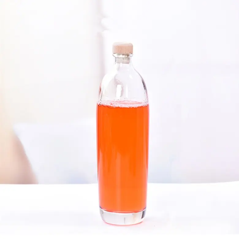 330ml 500ml स्पष्ट गिलास बर्फ शराब की बोतल काग के साथ फल सिरका कांच की बोतल