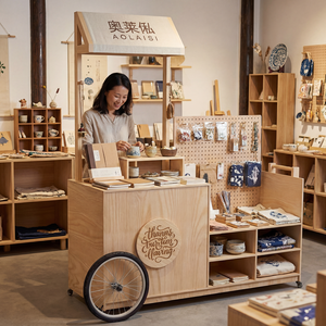 Chariots de vente mobiles personnalisés en bois pour la promotion commerciale, les marchés, le camping et les pique-niques - Product Image 2