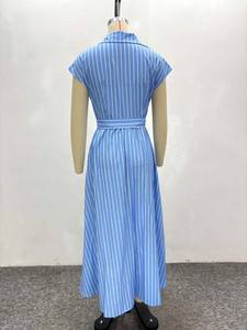 Manifattura stile personalizzato o Logo ODM moda monopetto da donna spogliata Maxi abiti stampati elegante abito lungo a linea - Product Image 5