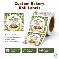 Étiquette autocollante personnalisée en feuille d'or pour boulangerie, étiquette imperméable en rouleau et plate pour l'emballage alimentaire des biscuits, pâtisseries et préparations gourmandes