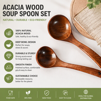 Louche à soupe en bois, grande cuillère de cuisine artisanale, ustensile de cuisine pour ustensiles de cuisson antiadhésifs, pour servir bouillie, ragoût, sauce, vaisselle de table