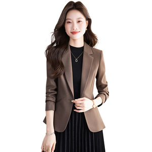 Women's Blazer Solid Color Polyester Anti-Wrinkle Professional Commuter Suit Blue Brown Black 8531yangs - Product Image 5