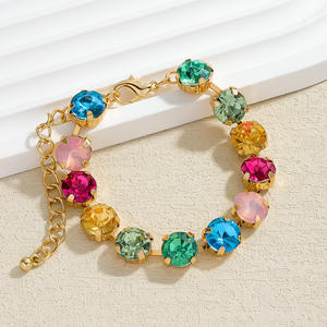 2025 elegan kristal warna-warni gelang Bling berlian imitasi perhiasan emas berkilau disesuaikan gelang Rave Prom rantai tangan untuk wanita - Product Image 6