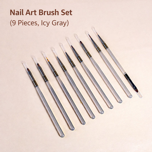 9Pcs <b>Tea</b> Acrylic Handle Nail Brush <b>Set</b> Nylon Oval Liner Tips for UV Gel Salon Drawing - Product Image 4