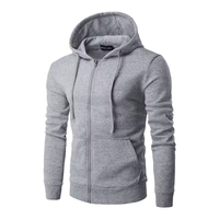 Sweat à capuche zippé tendance et confortable pour homme, en tissu respirant, couleur unie, manches longues