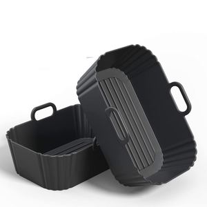 Free Durable Rectangle Foldable Food Grade BPA Free Silicone Air Fryer Baking <b>Tray</b> Microwave Oven Pan Dishwasher Safe Liners Pot - Product Image 1