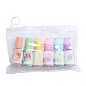 Lot de 6 stylos surligneurs promotionnels non effaçables, motif fruits à paillettes, 6 couleurs, taille mini, pointe de pinceau oblique - Product Image 5