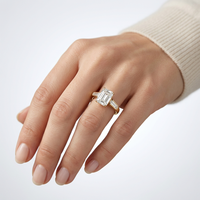 Bague en or 14 carats certifiée IGI pour femme, diamant de laboratoire CVD taille émeraude 3 carats, bijoux fins en gros