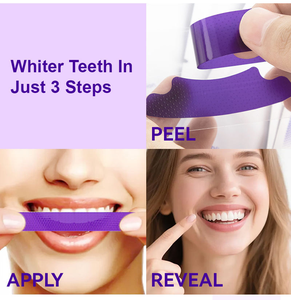 Bandes blanchissantes pour les dents V34 Purple Mint sans fluorure pour usage domestique, éliminent les taches et la plaque dentaire, emballage en boîte - Product Image 6