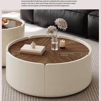 Table basse ronde moderne en forme de pétale, fabriquée en Chine, pour salon, avec rangement
