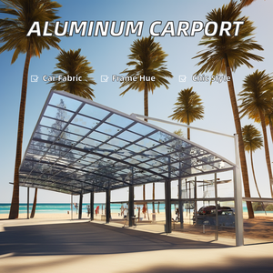 โรงจอดรถกลางแจ้งที่ทันสมัยและทนทาน โครงสร้างอะลูมิเนียมอัลลอยด์ หลังคาโพลีคาร์บอเนตกันน้ำ วัสดุโลหะ - Product Image 5