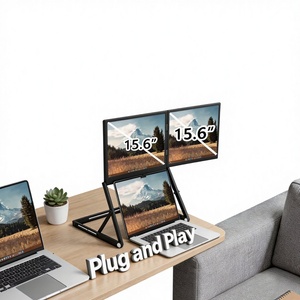 จอภาพพกพาแบบคู่ ODM IPS Type-C พร้อมลำโพงในตัว ปรับได้ ขนาด 15.6 นิ้ว จอภาพแบบพับซ้อนได้สองจอ (รองรับ Wins/Mac) ความละเอียด FHD สำหรับแล็ปท็อป - Product Image 1