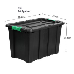 14.5Gallon 55L Nhiệm Vụ Nặng Nề Hộp Màu Đen <span class=keywords><strong>Container</strong></span> Công Cụ Lưu Trữ Bin Nhựa Lưu Trữ Hộp - Product Image 1