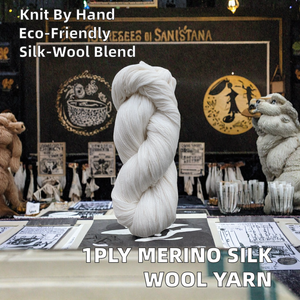 Hilo de Lana Merino Ecológico OE 1PLY de un Solo Trenzado Teñido a Mano para Tejido, Patrón Crudo, Ganchillo, Color Blanco - Product Image 3