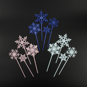 Cake Toppers Plastic Snowflake Decorations Reusable Birthday Party Cake Decorating Supplies Die Cut Round Shape - Product Image 2