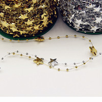 Chaîne en plastique électroplaqué en forme d'étoile à cinq branches de 15 mm pour décorations de Noël, chaussures, vêtements, corsages de mariage