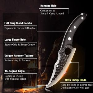 New Japanese Knife Set Hand Forged Butcher Boning <strong>Meat</strong> Cleaver Fillet Caveman Viking Kitchen Chef Knife with Sheath for Camping - Product Image 3