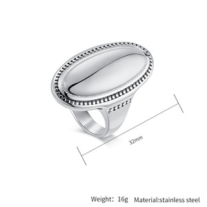 Bijoux de mode en acier inoxydable plaqué or 18 carats de haute qualité grande <span class=keywords><strong>bague</strong></span> <span class=keywords><strong>plate</strong></span> ovale Design personnalisé <span class=keywords><strong>bague</strong></span> d'usure exagérée - Product Image 6