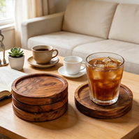 Dessous de verre en bois d'acacia Tapis de verre en bois pour tasses à café Table basse Table basse Cadeaux de pendaison de crémaillère pratiques Respectueux de l'environnement
