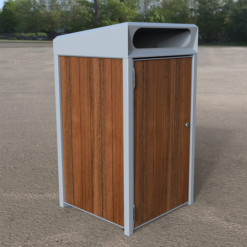 Outdoor furniture Commercial 120L Timber Bin Public Park School Wooden Recycling Bin Garden Waste Bin