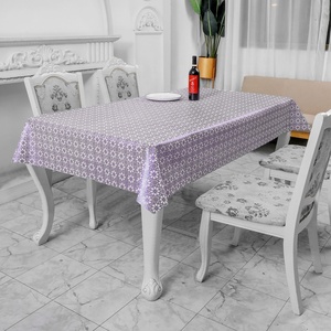 137Cm 54 "Hoa Nhỏ Màu Tím Hình Chữ Nhật Nổi Thiết Kế Đơn Giản Khăn Trải Bàn Bằng Vải Ren Pvc - Product Image 1