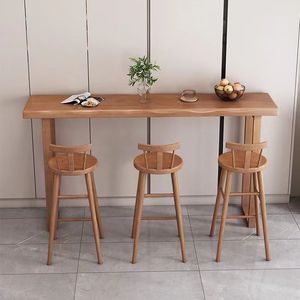 Juego de Mesa de Bar de Madera Sólida, Rectangular, Muebles de Bar Duraderos para Cafetería y Uso Doméstico - Product Image 1