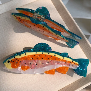 Pinzas de Pelo con Forma de Pez Salmón, Únicas y Lindas, de Acetato Grande, para Uso Diario, Accesorios para el Cabello para Mujer, Organismo Marino - Product Image 4