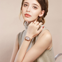 Luxuriöse Elegante Damen-Quarzuhr Quadratisches Zifferblatt Milanaise-Metallarmband Glitzernde Römische Ziffern Modische Damen-Armbanduhr