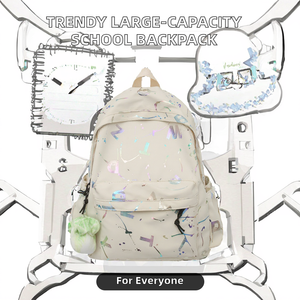 Sac à dos Bateli grande capacité en nylon imperméable, style coréen vintage, tendance étudiante, polyvalent, avec fermeture éclair et fermoir - Product Image 2