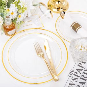 100 Pieces PS Plastic Party <b>Plates</b> Heavy Duty Sustainable <b>Disposable</b> Dinnerware Free Sample Party Wedding Hotel Restaurant - Product Image 5