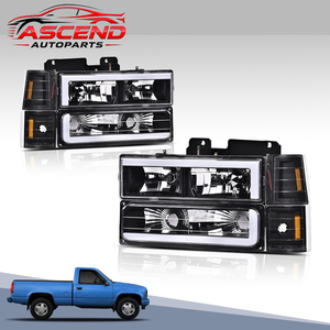 Nuevo Kit de Faros Delanteros de Repuesto Personalizados Negros con Reflector Ámbar LED DRL, 12V, para <span class=keywords><strong>Chevrolet</strong></span> C/K 1500 <span class=keywords><strong>Pickup</strong></span> 1994-1998 - Product Image 1