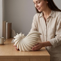 Vase de table en céramique blanche opaque, design moderne et créatif Eastern Rock, pour fleurs fraîches ou séchées, idéal pour meuble TV ou salon.