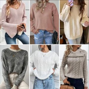 Suéter de Mujer 2026, Jersey con Patrón Jacquard, Tejido de Punto, Manga Larga, Cuello Redondo, Suéter de Invierno de Algodón Tejido - Product Image 5
