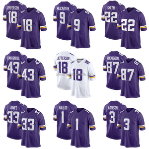 Jersey de Fútbol Americano Bordado al por Mayor de los Minnesota Vikings, Color Morado # 18 Justin Jefferson # Uniforme de Fútbol Americano 9 <span class=keywords><strong>J</strong></span>.<span class=keywords><strong>J</strong></span>. McCarthy - Product Image 1