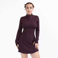 OEM Mini robe de soirée avec short et col haut à manches longues, tenue athlétique et de tennis décontractée pour femmes, mini short de sport d'été
