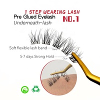 Nouvelles extensions de cils demi-bande adhésives imperméables pré-collées pour yeux petits, tenue 10 jours, marque privée, réutilisables, à presser