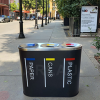Poubelle extérieure commerciale en acier inoxydable, grande, à 3 compartiments, pour tri des déchets et recyclage, pour usage public