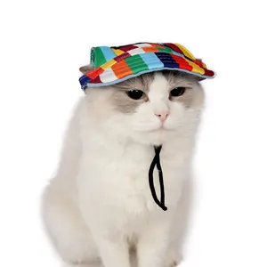 Cappello da principessa per cani e gatti di colore puro con berretto da Baseball in tela per animali domestici con stampa leopardata dell'orecchio