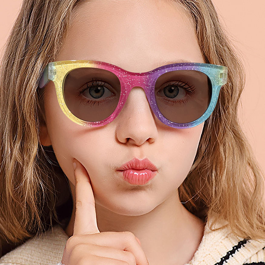 New Round Glitter Frame Summer Outdoor Sunglasses Kids Glasses Children  Sunglasses for Boy Girls Toddler Lovely Baby Sun Glasses