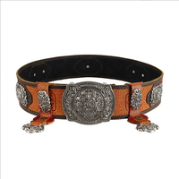 Cinturón Mongol de piel de vaca pura para hombre, accesorio tradicional, Retro, étnico, Túnica mongola