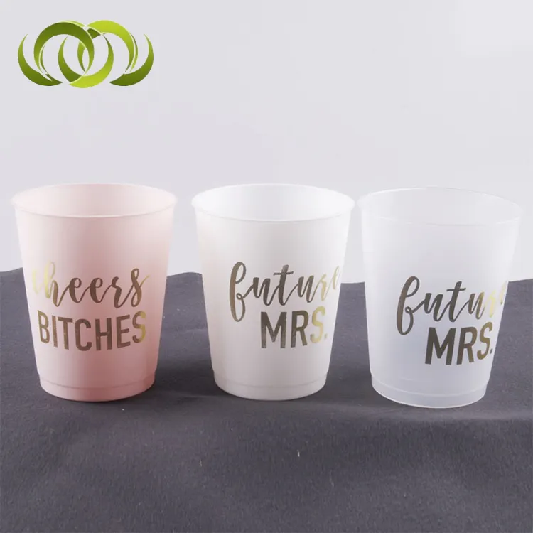 Tazas de plástico esmeriladas para fiestas, vasos de 16oz PP con logotipo personalizado para bodas